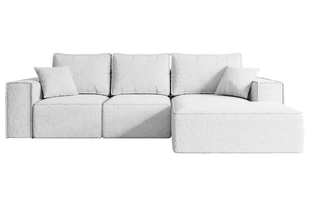ECKSOFA mit Schlaffunktion und Bettkasten SERRA-L-S - 266x161x87 cm Weiß Bouclé - Schwarz/Weiß, Holzwerkstoff/Kunststoff (266/161cm) - ALTDECOR