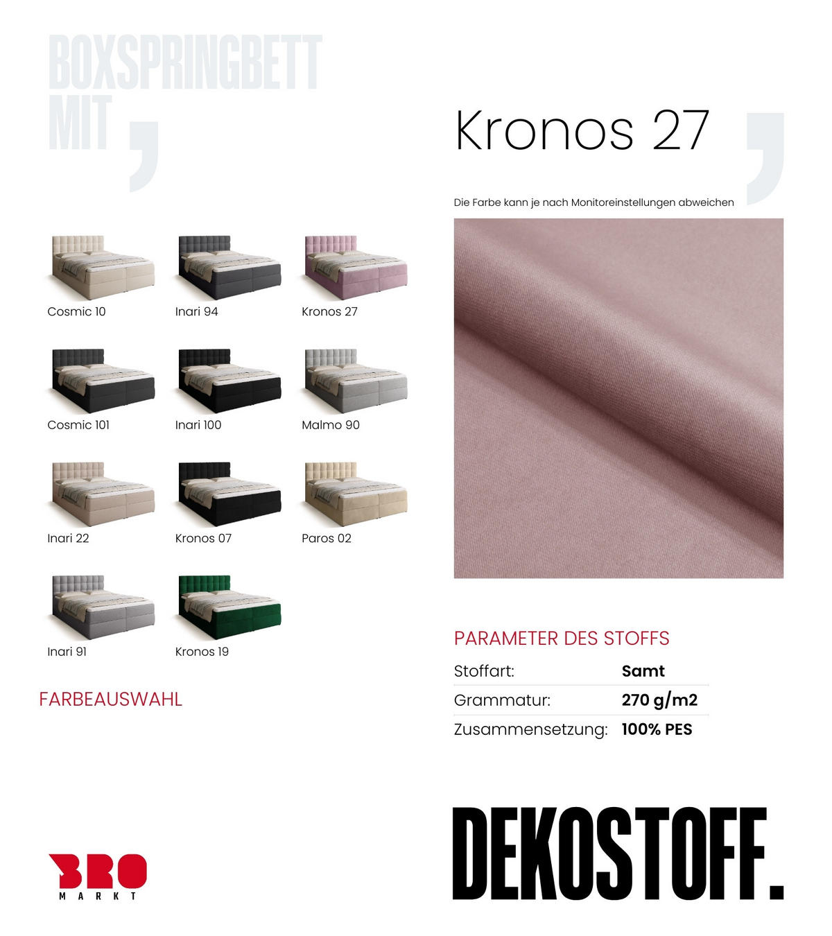 BOXBETT Detroit mit Topper 160/200 Rosa - Rosa, Holzwerkstoff/Textil (160/200cm) - Bromarkt