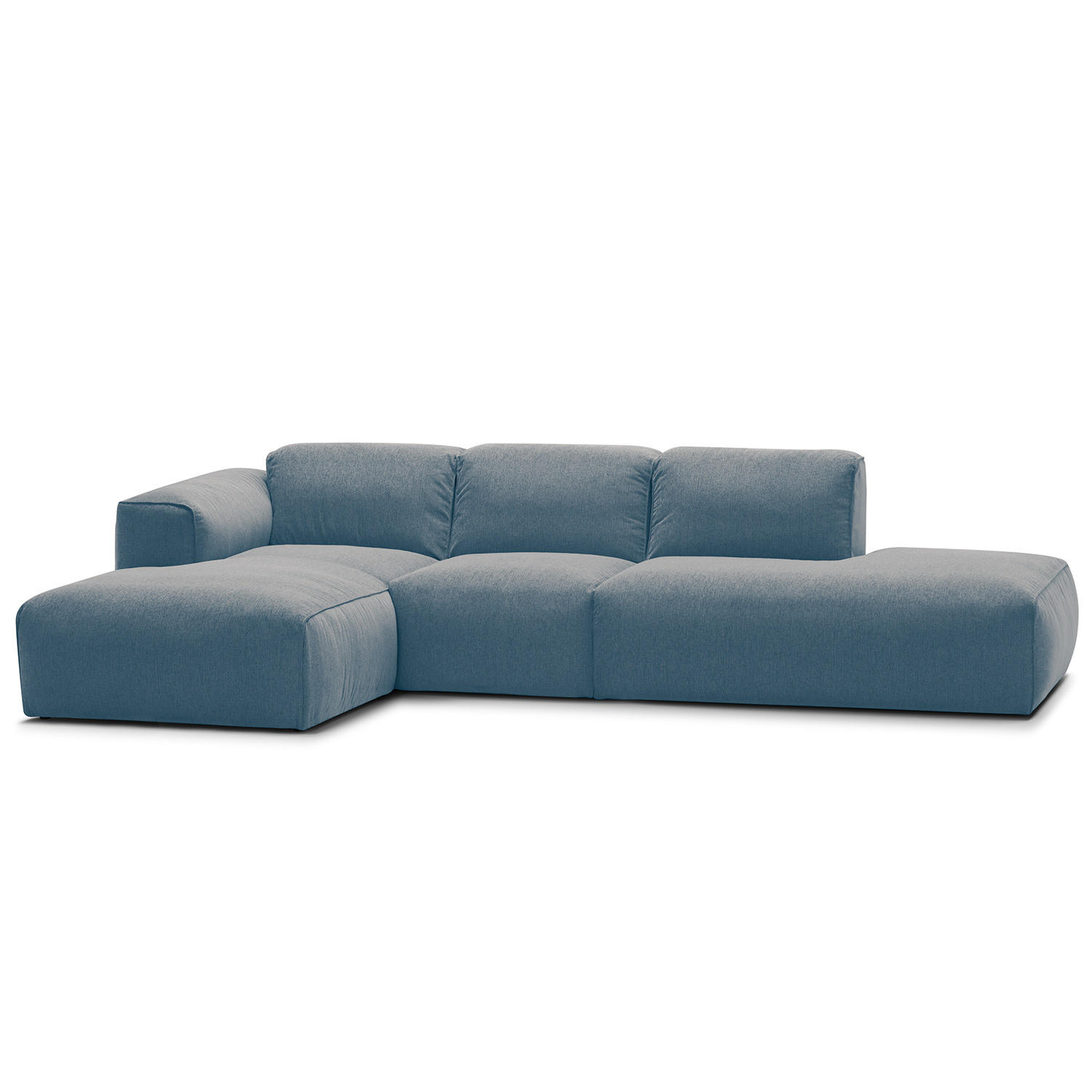ECKSOFA mit Chaiselongue - Blaugrau/Schwarz, Kunststoff/Textil (290/173cm) - home24