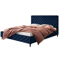 POLSTERBETT LUX Miami mit Kopfteil, 160 x 200 cm, Doppelbett mit Lattenrost aus Holz, Velourstoff Dunkelblau, Füße in Farbe: Schwarz - Dunkelblau, Holz/Textil (160/200cm) - Alpi-Möbel