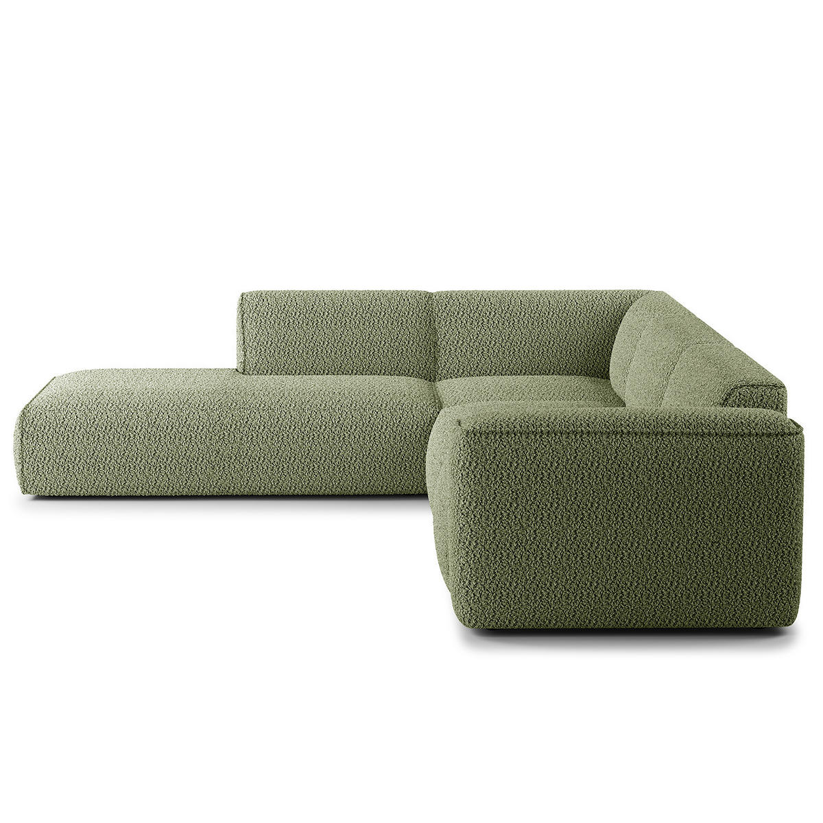 3-SITZER ECKSOFA mit Recamiere - Schwarz/Grün, Kunststoff/Textil (295/231cm) - home24