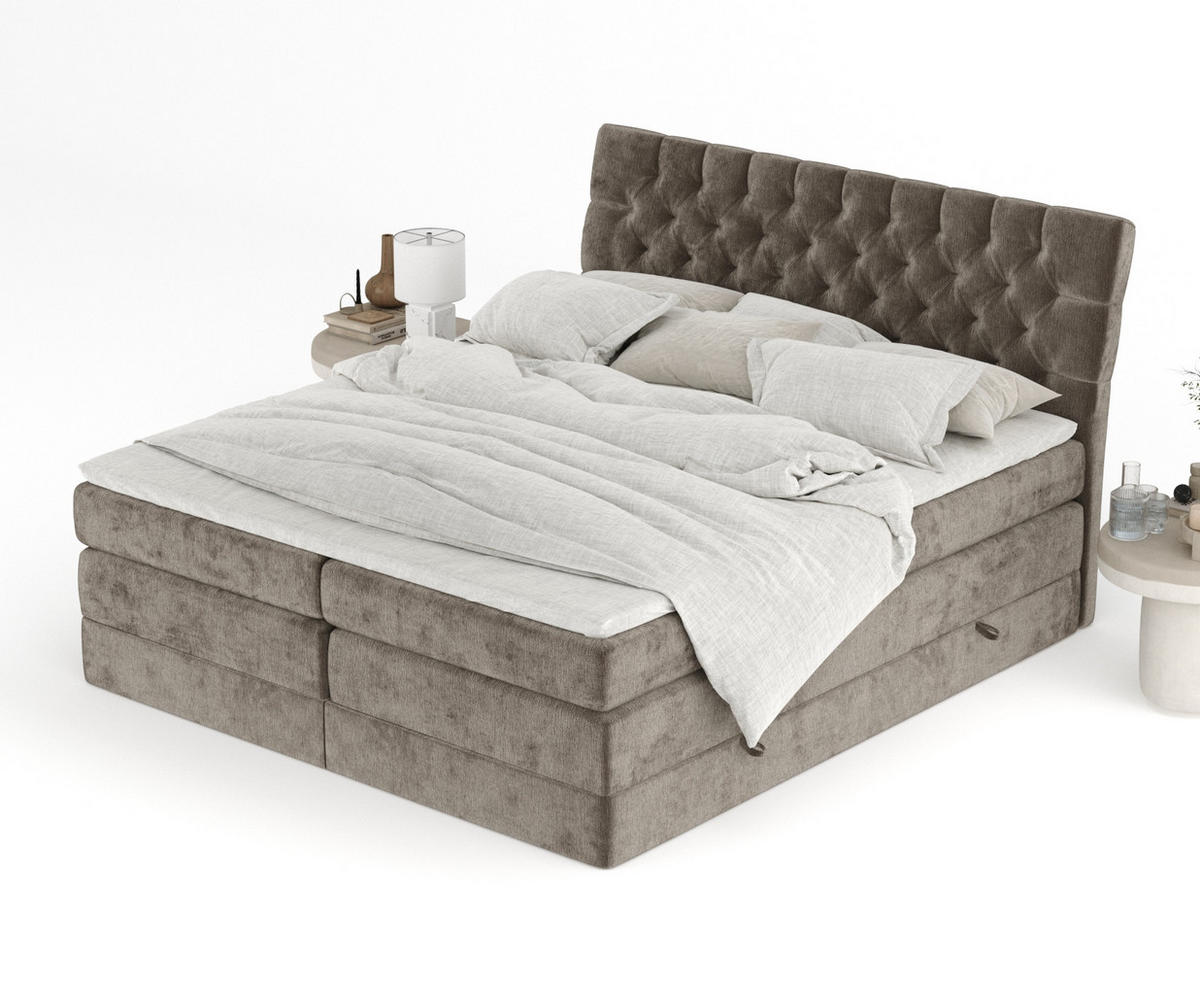 BOXSPRINGBETT Seraphine Braun 200/200 cm - Schwarz/Braun, Holz/Holzwerkstoff (200/200cm) - Maison de Reve