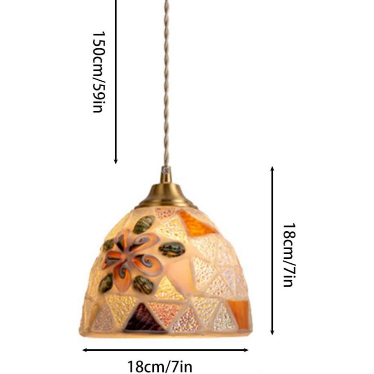 PENDELLEUCHTE Buntglas Nordisch Esszimmer, dekorativ Wohnzimmer Schlafzimmer - Creme, Metall (18/18/18cm) - Weltevree