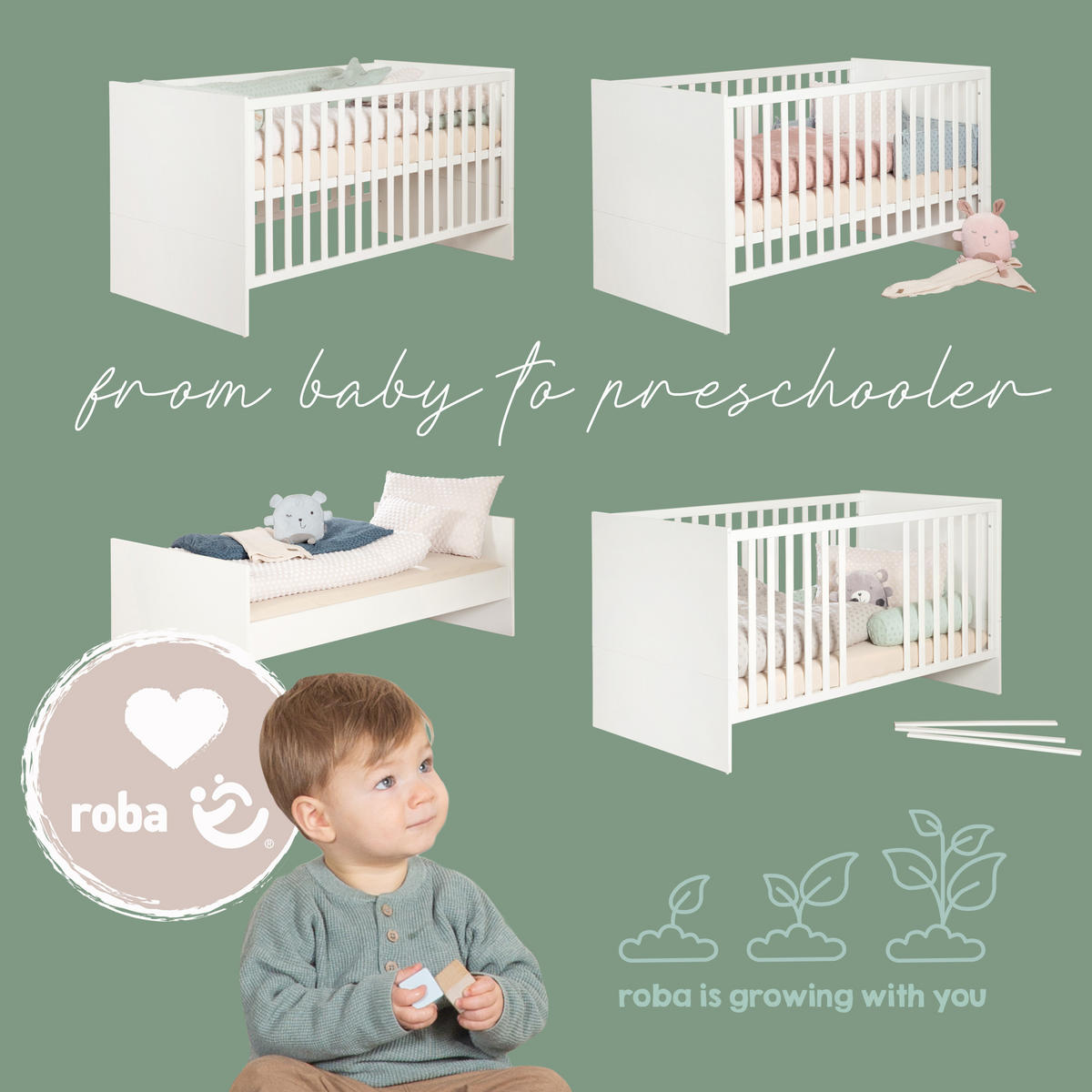 KOMBI-KINDERBETT 70 x 140 cm Leon - Weiß, Holz - Roba