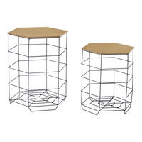 BEISTELLTISCH-SET 2 TLG. Hørsholm - Schwarz/Braun, Holzwerkstoff/Metall (41.5/41.5/51cm) - [en.casa]