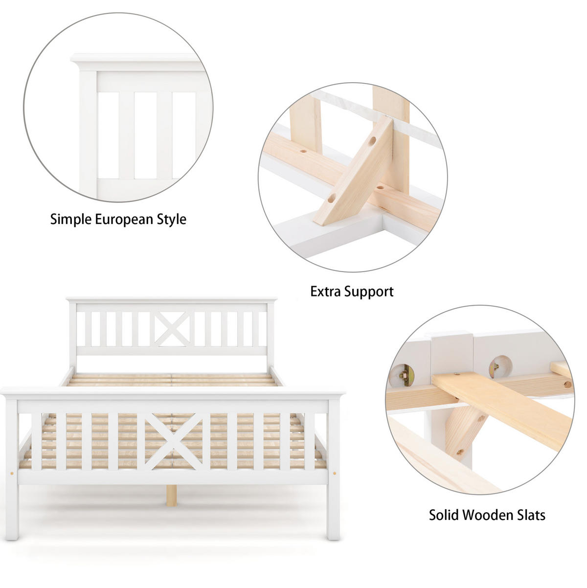 DOPPELBETT 140/200 cm mit Lattenrost, X-Kopfteil und optionalem Stauraum, Weiß - Weiß, Holzwerkstoff (140/200cm) - Redom