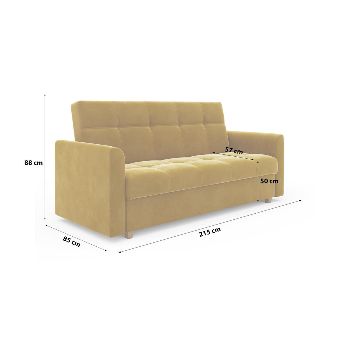 SCHLAFSOFA mit Bettkasten Salamanka, Camel - Goldfarben, Textil (85/88/215cm) - Meblito