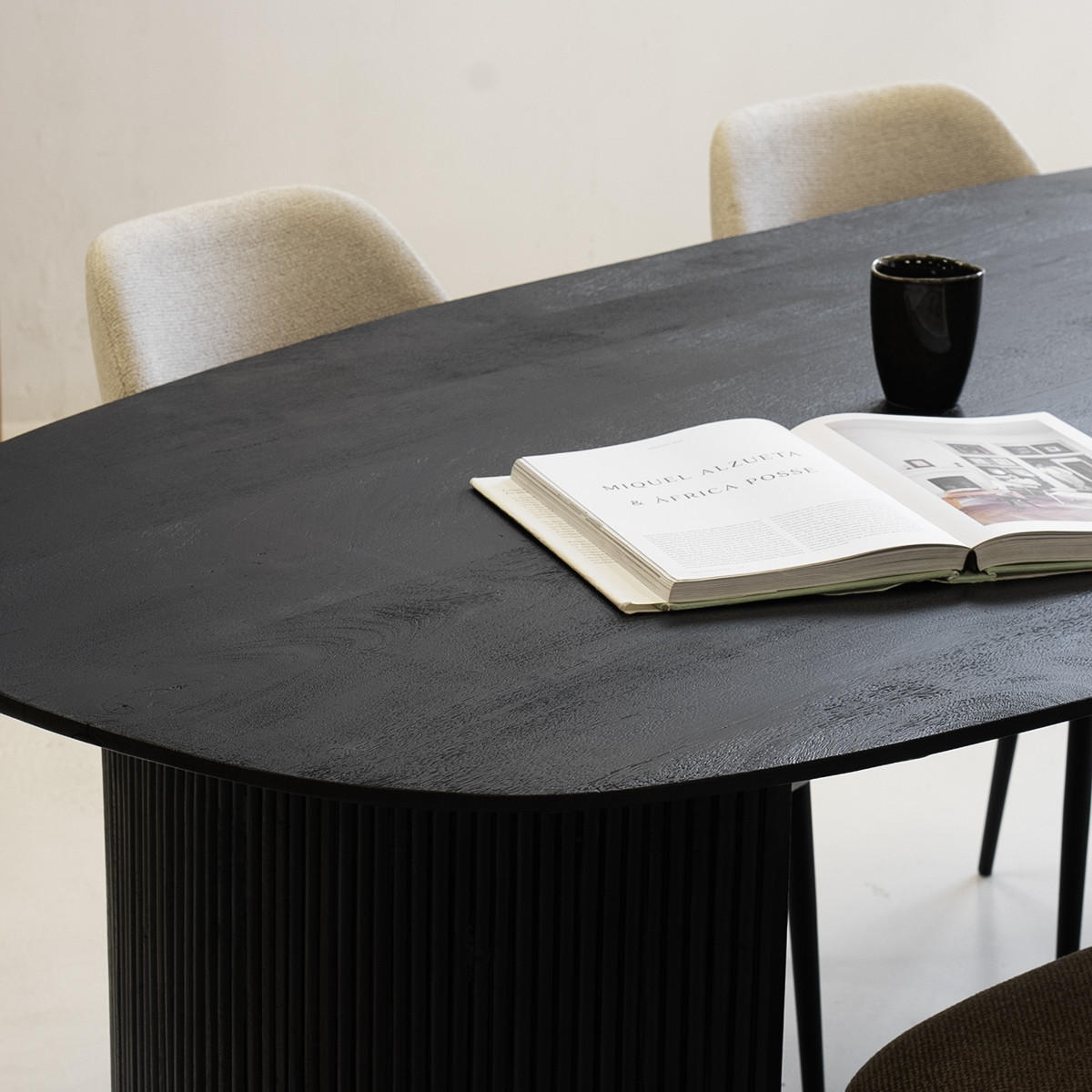 ESSTISCH oval aus Mangoholz 220cm, schwarz - Schwarz, Holz (220/100/76cm) - Giga Meubel