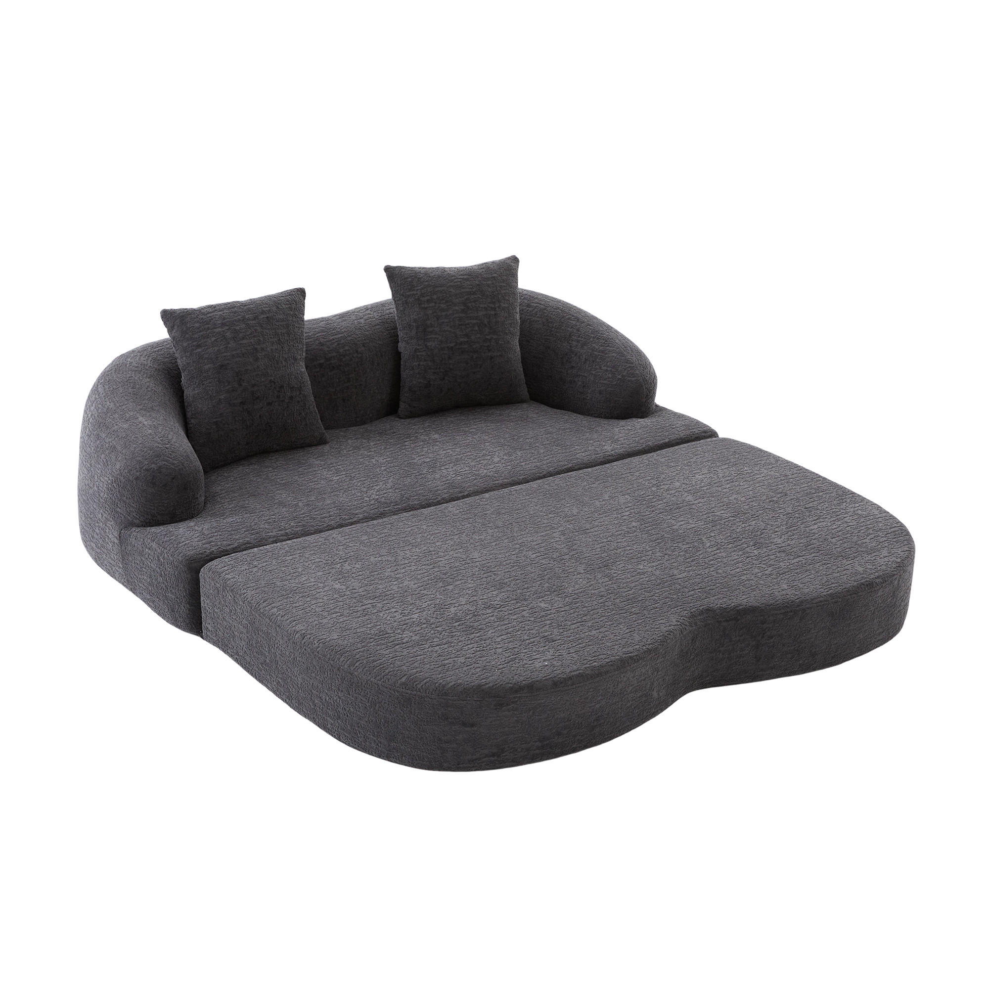 SCHLAFSOFA, 2 Sitzer aus Chenille, Klappsofa Bodensofa mit Schlaffunktion, Dunkelgrau - Dunkelgrau, Textil (157/44/153cm) - LVHOM