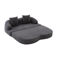 SCHLAFSOFA, 2 Sitzer aus Chenille, Klappsofa Bodensofa mit Schlaffunktion, Dunkelgrau - Dunkelgrau, Textil (157/44/153cm) - LVHOM