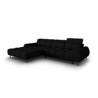 ELEKTRISCHES-ECKSOFA links Alyse aus strukturiertem Stoff schwarz 5 Sitzplätze - Schwarz, Textil (188/295cm) - Micadoni
