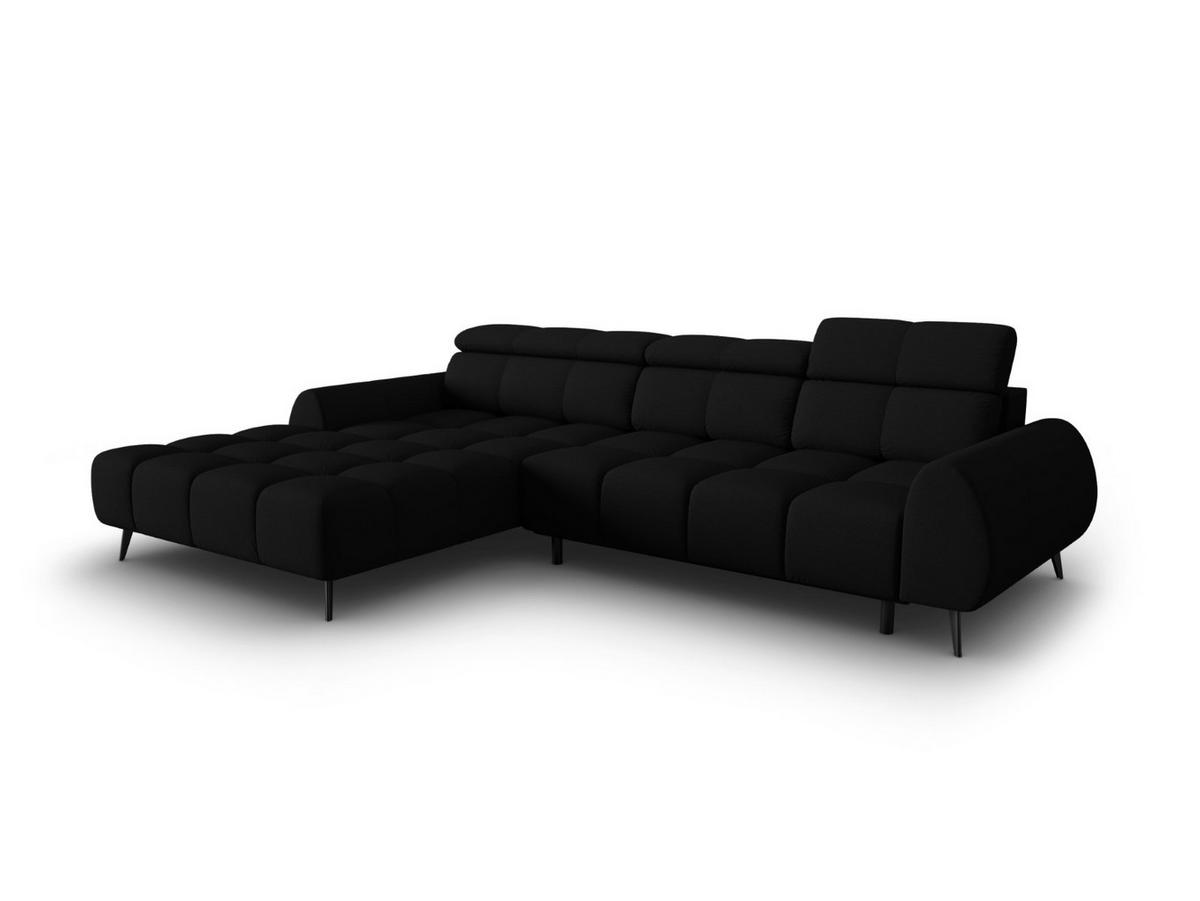 ELEKTRISCHES-ECKSOFA links Alyse aus strukturiertem Stoff schwarz 5 Sitzplätze - Schwarz, Textil (188/295cm) - Micadoni