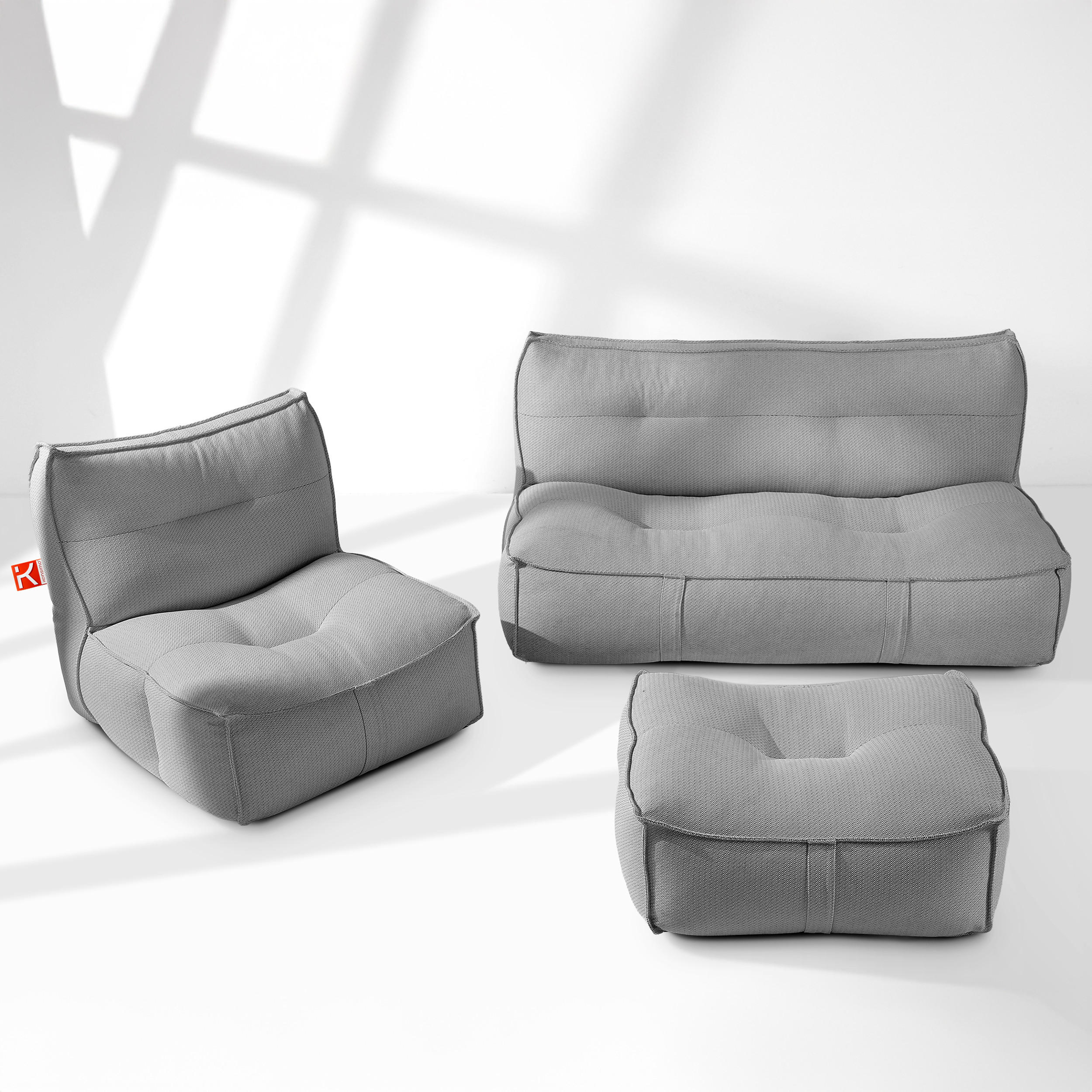 GARTENLOUNGE-SET LOVIA, Möbel-Set, Schwarz/Weiß - Schwarz, Textil - KONSIMO®