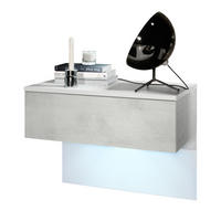 NACHTTISCH Sleep Fronten in Beton Oxid Optik - Hellgrau, Holzwerkstoff (60/46/35cm) - Vladon