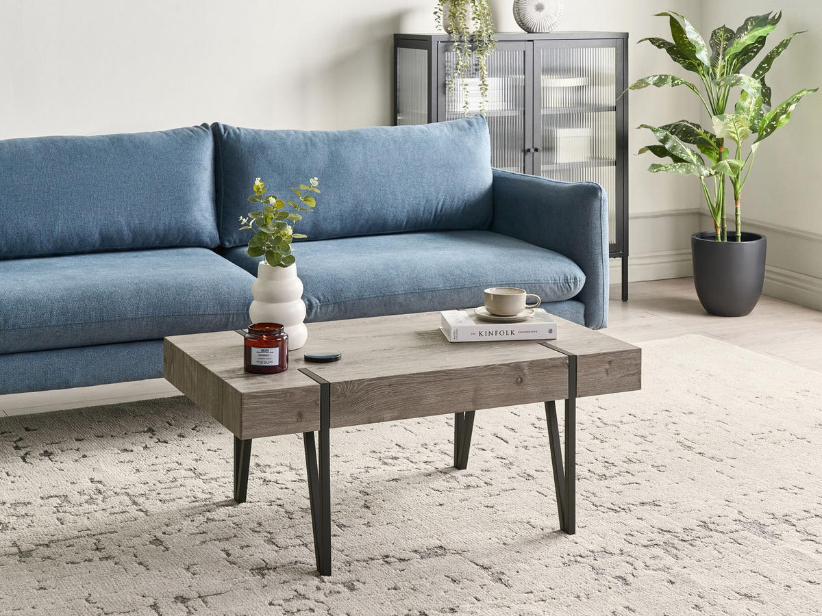 COUCHTISCH dunkler Holzfarbton rechteckig 60/100 cm Adena - Dunkelbraun/Schwarz, Holzwerkstoff (100/60/43cm) - Beliani