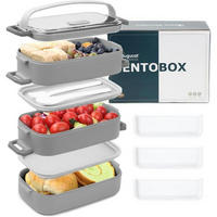 BENTO Box 2400 ml Grau Auslaufsicher mit Besteck - Grau, Kunststoff (19.5/16/19.5cm)