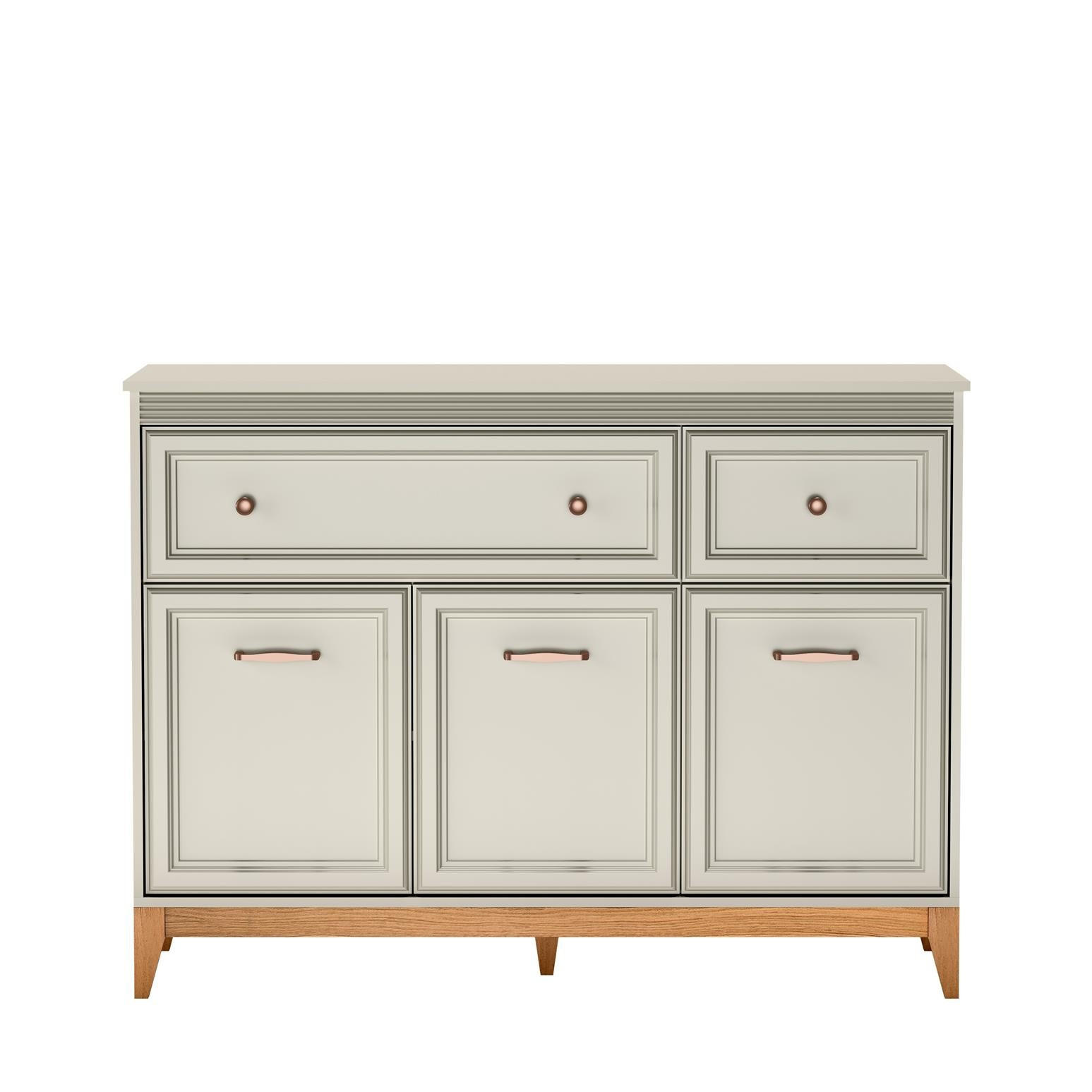 KOMMODE Windsor Kaschmir, Dreitürige mit Schubladen - Kaschmir, Holzwerkstoff (134/100/41cm) - Bettso