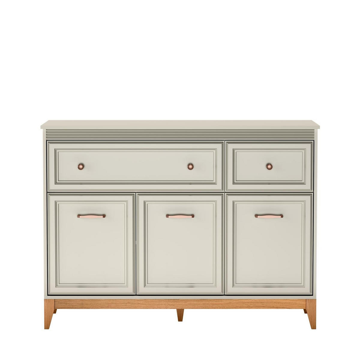 KOMMODE Windsor Kaschmir, Dreitürige mit Schubladen - Kaschmir, Holzwerkstoff (134/100/41cm) - Bettso