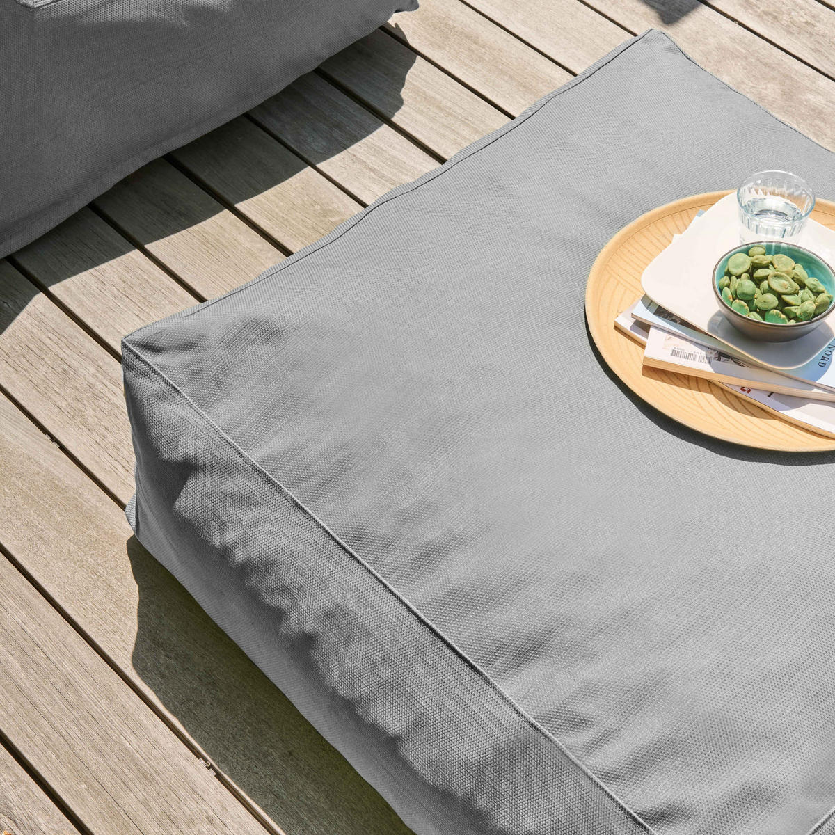 GARTENSOFA mit 5 Sitzplätzen, Grau - Grau, Textil - Oviala