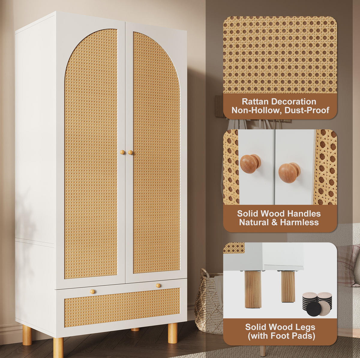 KLEIDERSCHRANK 85,5/180,5/52 cm Weiß aus Holz mit Schublade - Weiß, Holz (52/180.5/85.5cm) - OKMYHOME