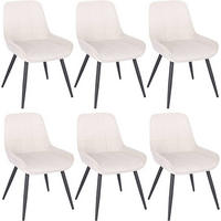 ESSZIMMERSTUHL 6er-Set, Polsterstuhl, Samt, Cremeweiß - Creme/Schwarz, Textil/Metall (52.5/81.5/62cm) - Woltu