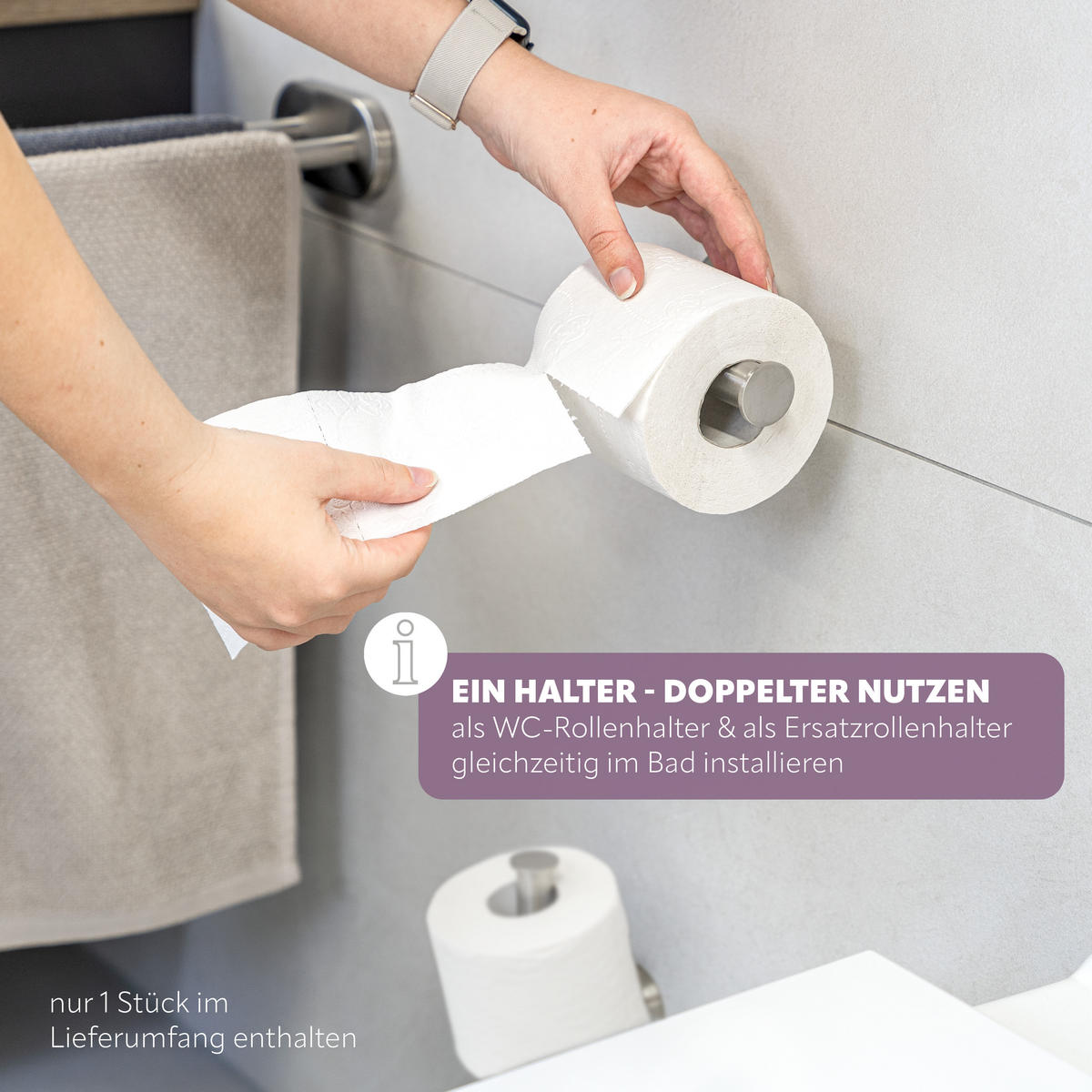 TOILETTENPAPIERHALTER PIAZZA, Edelstahl, matt - Edelstahlfarben, Metall (15/5.7/9cm) - bremermann