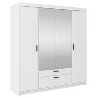 KLEIDERSCHRANK Storicos Weiß 176,3/190,5/53 cm - 4T2S Modern mit Schubladen und Spiegel - Weiß, Holzwerkstoff/Kunststoff (176.4/190.6/53cm) - AX Living