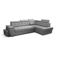 ECKSOFA KONGO RBN15, Eckcouch in L-Form mit Schlaffunktion, Farbe: Grau, Velourstoff, Ottomane Rechts - Grau, Textil (277/180cm) - O-Sofa
