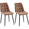 STUHL 2er Set Samt Braun - Schwarz/Braun, Textil/Metall (47/89/61cm) - CLP