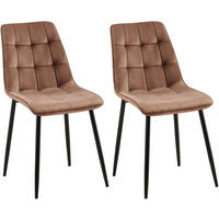STUHL 2er Set Samt Braun - Schwarz/Braun, Textil/Metall (47/89/61cm) - CLP