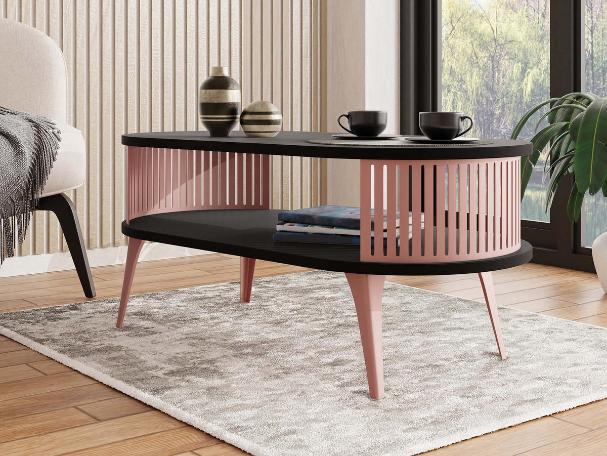 COUCHSITCH Roenni Oval Ember - Messingfarben/Schwarz, Holzwerkstoff/Metall (100/50/44cm) - MIRJAN24