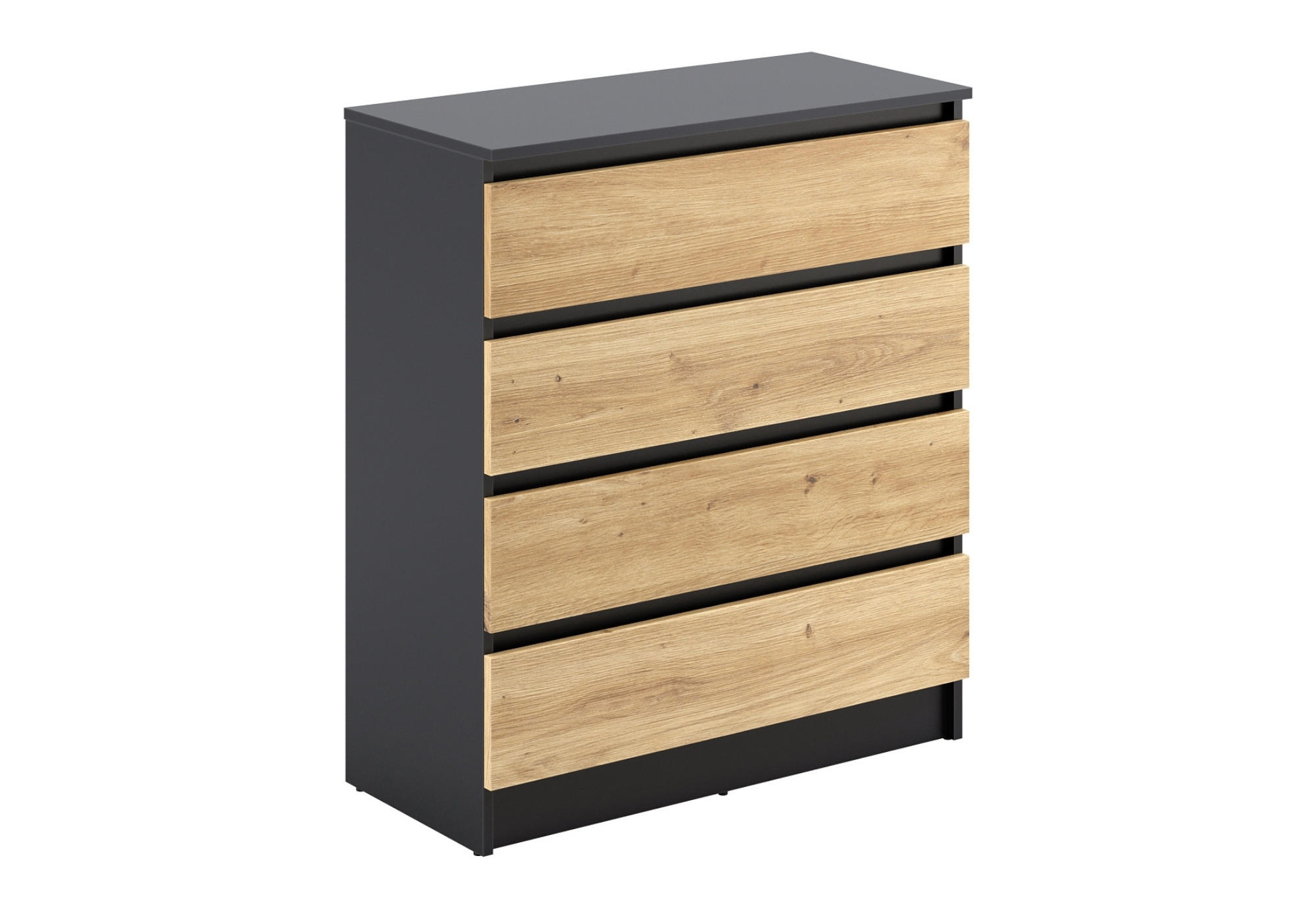Home Collective KOMODA se 4 zásuvkami, šířka 76 cm, antracit / dub Artisan