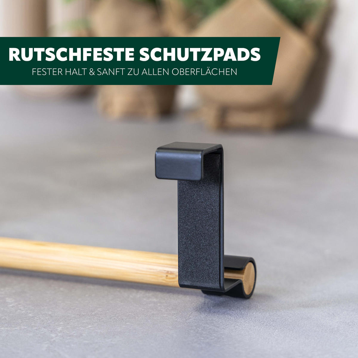 GESCHIRRHANDTUCHHALTER, schwarz, Bambus - Schwarz, Metall (25/7.5/6cm) - eluno