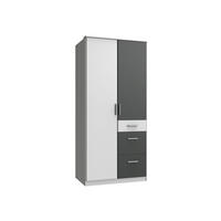 KLEIDERSCHRANK Joker in Weiß mit Graphit - Drehtürenschrank 2 türig - Weiß, Holzwerkstoff (91/199/58cm)