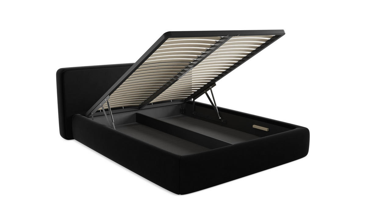 POLSTERBETT mit Bettkasten und Lattenrost 230x215 Blau - Blau/Schwarz, Kunststoff/Textil (180/200cm) - Makamii