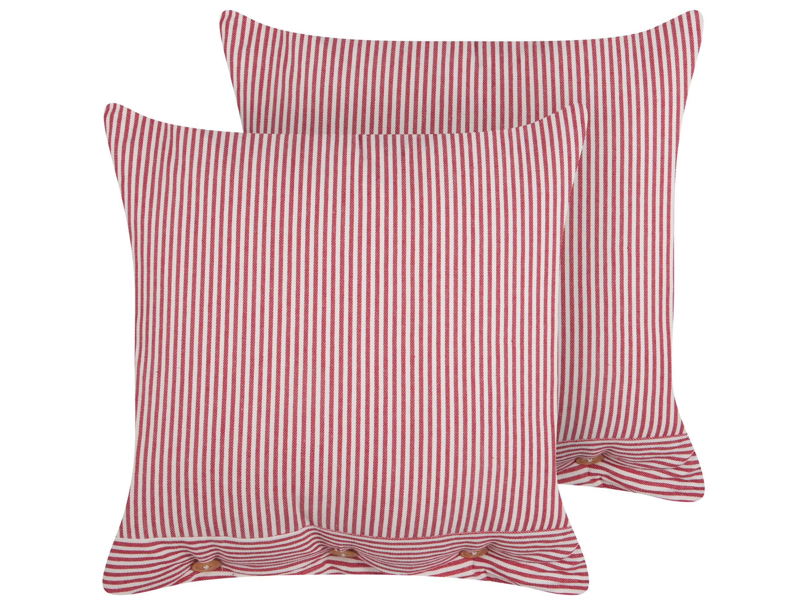 DEKOKISSEN 2er-Set Rot 45/45 cm Aalita - Rot/Weiß, Textil (45/45cm) - Beliani