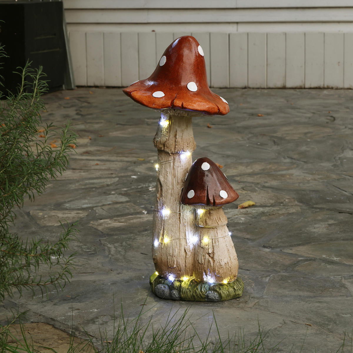 MGO Gartenskulptur Pilz, 25x22,5x56 cm, mit LED-Beleuchtung - Multicolor, Naturmaterialien (25/56/22.5cm) - Hometopia