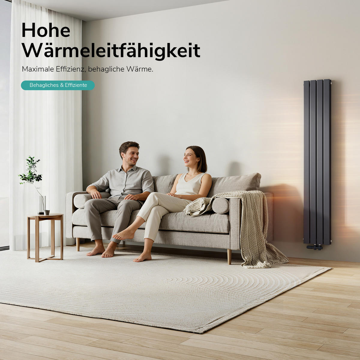 GRIJAČ ŠIPKA s termostatom antracit 900w 83/6,9/6,2 cm cm - antracit, metal (30/180/6.3cm) - EMKE