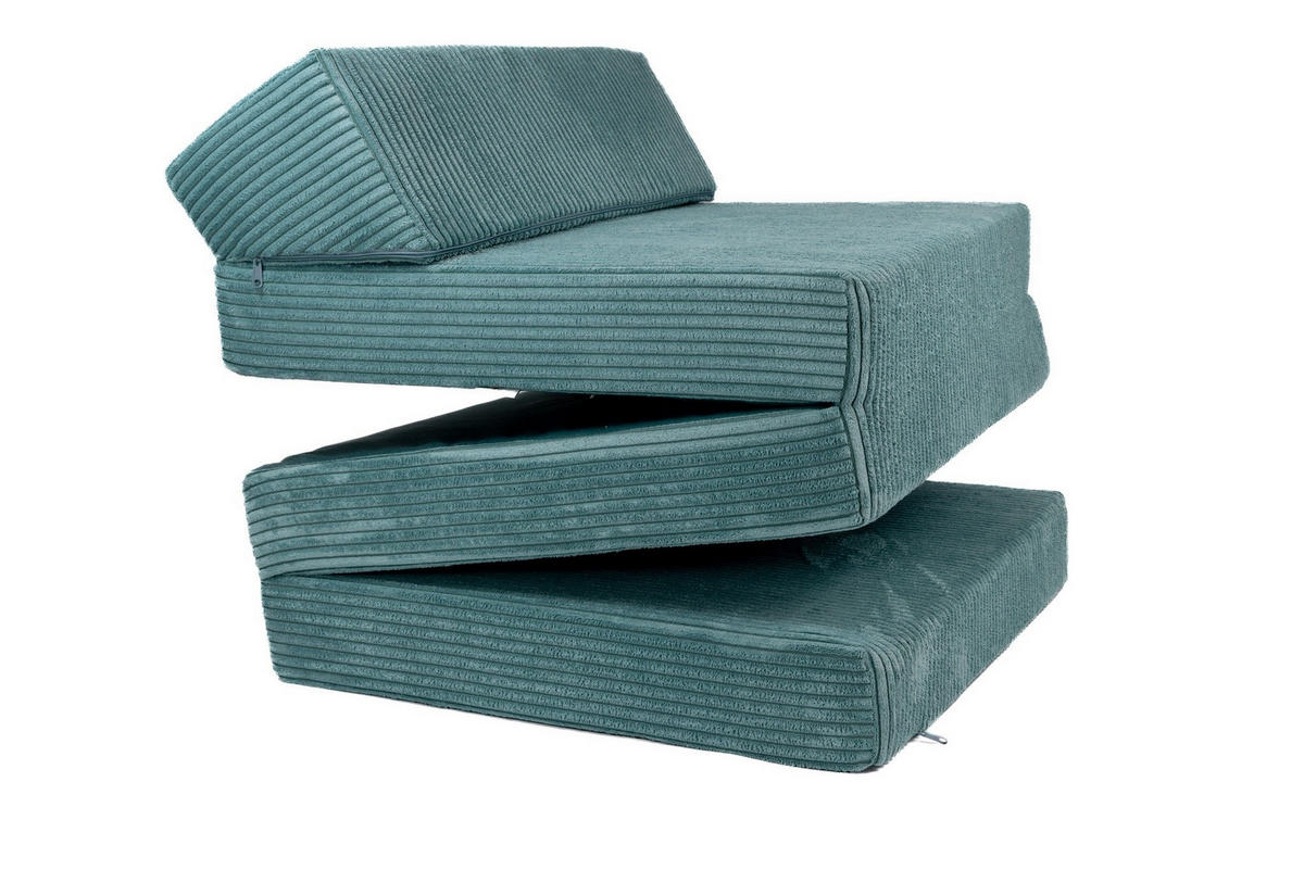 KLAPPMATRATZE MIT KOPFTEIL aus Kuschel-Cord in Türkis - Türkis, Textil (70/200cm) - Fortisline