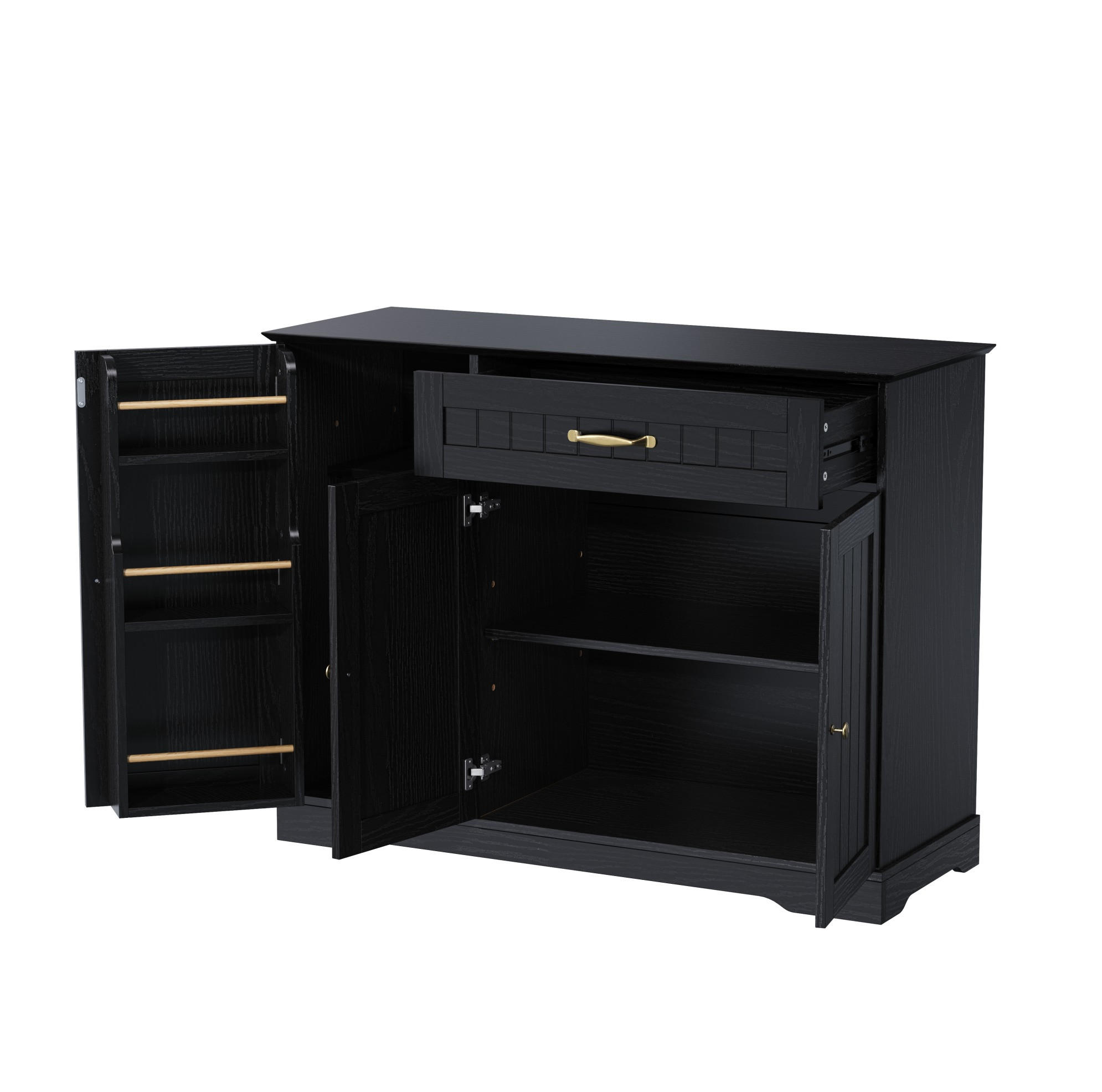 SIDEBOARD mit 3 Türen und Schublade MDF Black - Schwarz, Holzwerkstoff (107/83.4/40cm) - Meubliv