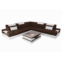 COUCH Trivento L-Form Dunkelbraun Weiß Mikrofaserstoff - Dunkelbraun, Kunststoff (274/274cm)