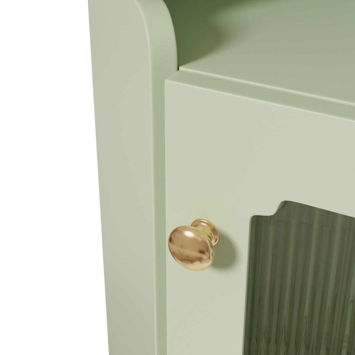 ECKSCHRANK in Grün lackiert mit App-gesteuerter LED & Glasvitrine - Mintgrün, Holzwerkstoff (63/124/45cm) - Urban Meuble