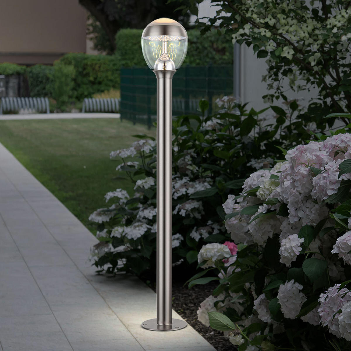 LED AUSSENSTEHLEUCHTE Edelstahl Silber - Silberfarben, Metall (15/15/99cm) - Globo Lighting