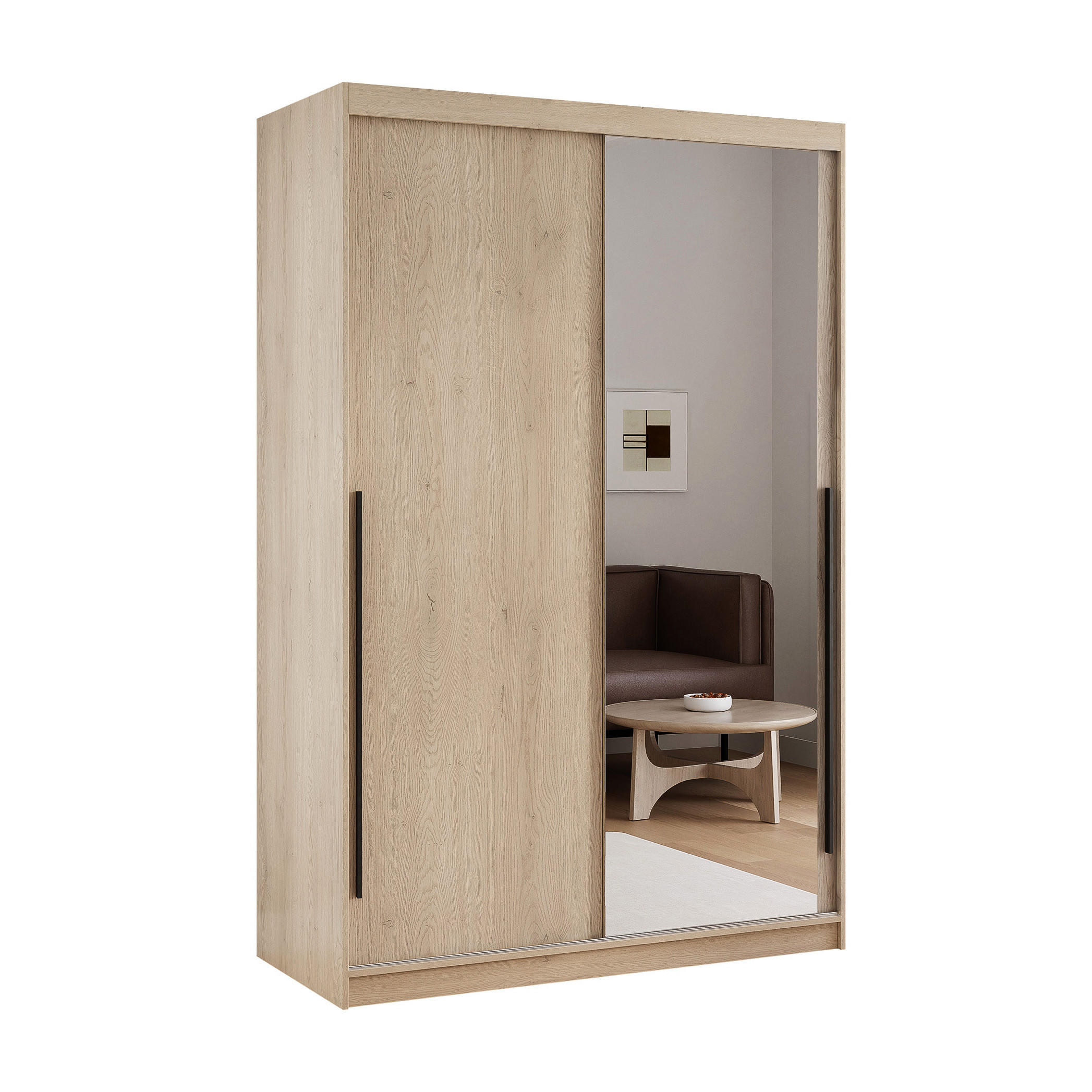 SCHWEBETÜRENSCHRANK SILENTE 140/60/215 cm, 2-türig, Cremona-Eiche - Eichefarben, Holzwerkstoff (140/215/60cm) - Idohome