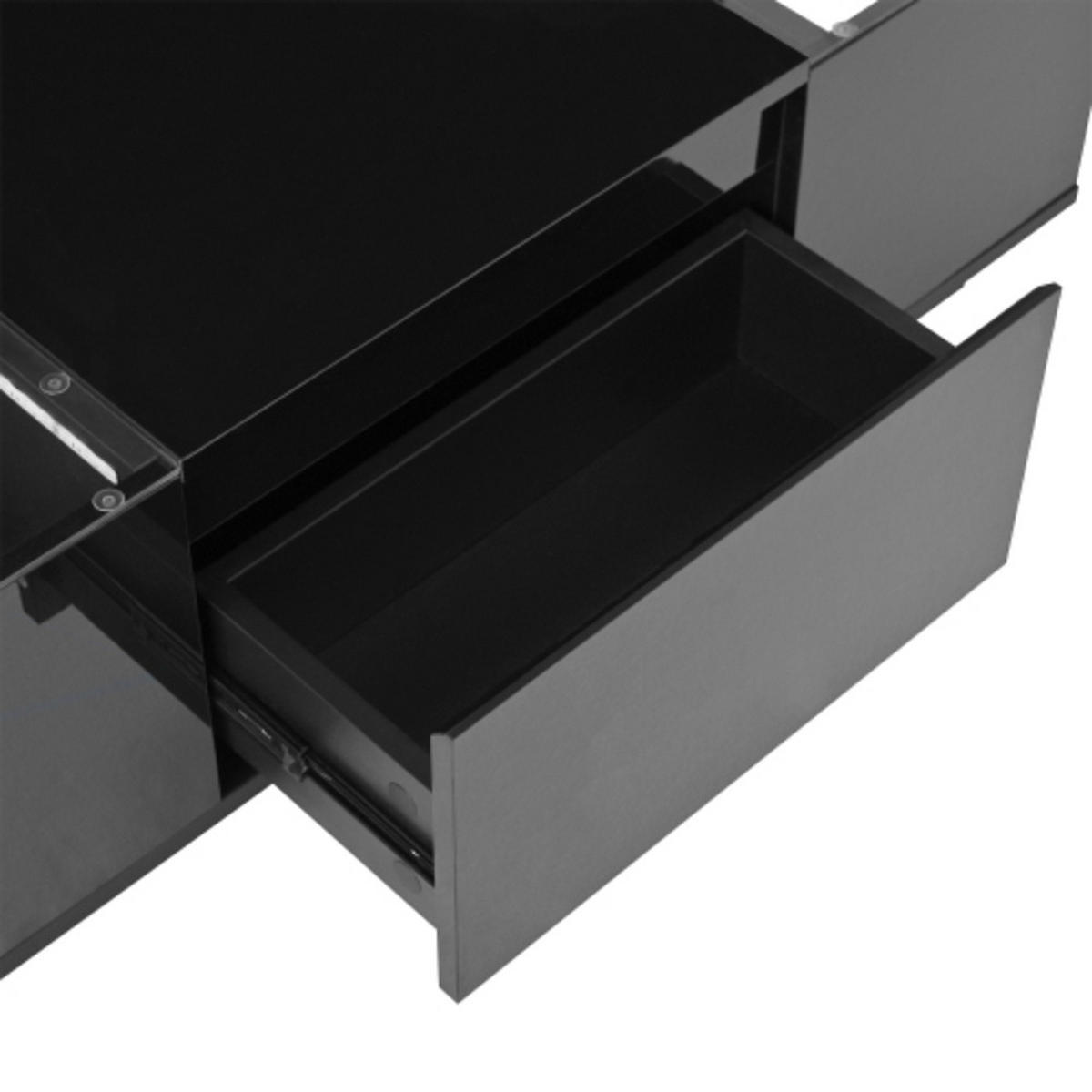 COUCHTISCH Schwarz aus Spanplatte mit Bluetooth LED-Licht und Glasverkleidung 105×50×35 cm - Schwarz, Holzwerkstoff (50/105/35cm) - Luhomfu