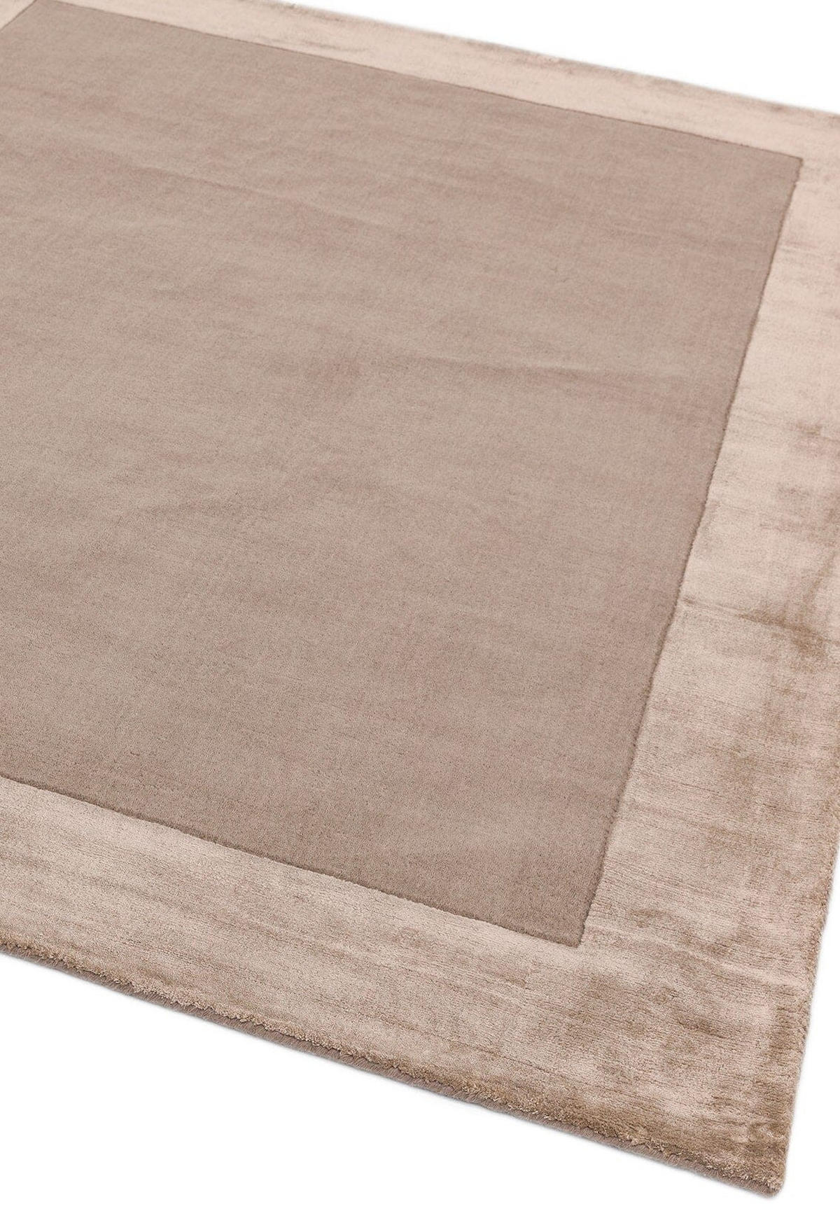 TEPPICH Wolle handgewebt einfarbig mit Viskosebordüre TYNE, Beige 160x230 cm - Beige, Textil (160/230cm) - KADIMA DESIGN