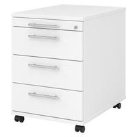 ROLLCONTAINER - 3 Materialschubladen 58/42,8/59 cm in Weiß Relinggriff (Kunststoff) - Weiß, Holzwerkstoff (42.8/59/58cm) - bümö