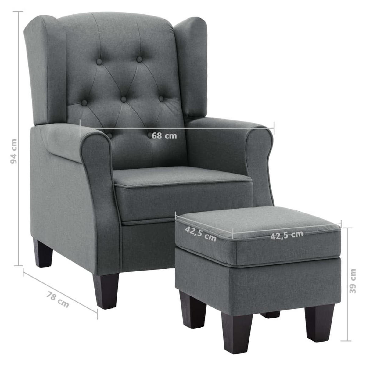 DELETE - Grau, Textil (68/94/78cm) - vidaXL