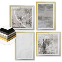 WANDBILDER 4er Set - 50x50 cm & 40x60 cm Goldrahmen - Abstrakte moderne Formen - Goldfarben, Kunststoff (50/50cm) - ArtPrintCave