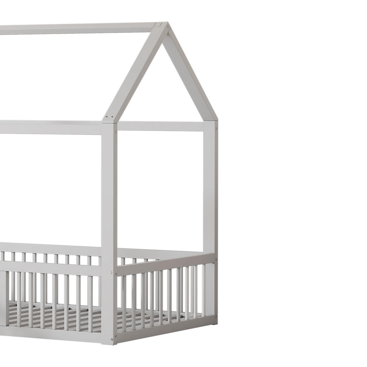 HAUSBETT 90/200 cm Weiß aus Kiefer mit Türchen - Weiß, Holz (90/200cm) - OKWISH